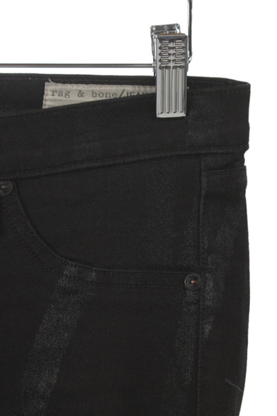 Rag & Bone Womens Black Striped Skinny Jeans Mid-Rise Inseam 29 Size 27