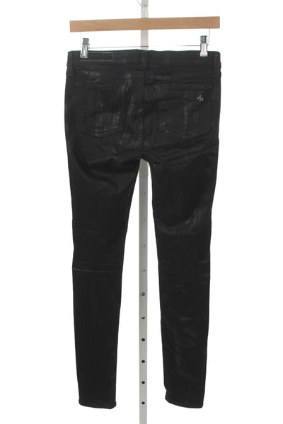 Rag & Bone Womens Black Striped Skinny Jeans Mid-Rise Inseam 29 Size 27