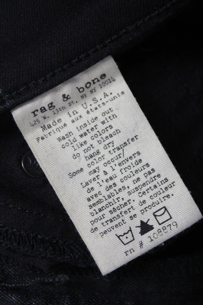 Rag & Bone Womens Black Striped Skinny Jeans Mid-Rise Inseam 29 Size 27