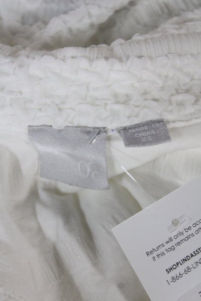 Zero Degrees Celsius Women Cropped Button-Up Top White Short Sleeve Size XS
