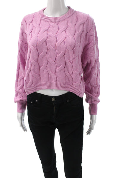 Pink Rose Womens Pink Pullover Sweater Long Sleeve Crew Neck Size XS