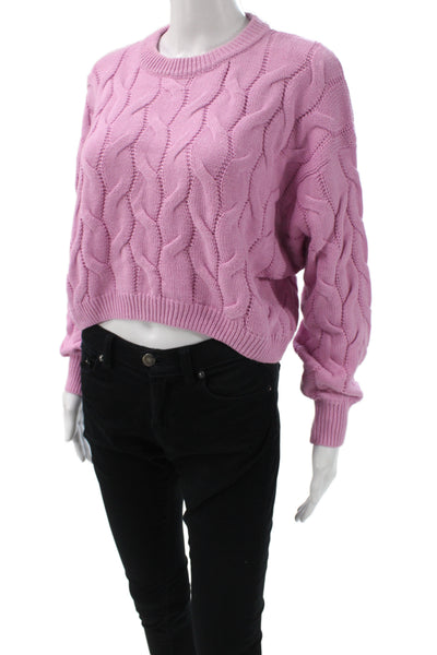 Pink Rose Womens Pink Pullover Sweater Long Sleeve Crew Neck Size XS