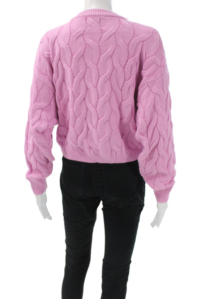 Pink Rose Womens Pink Pullover Sweater Long Sleeve Crew Neck Size XS