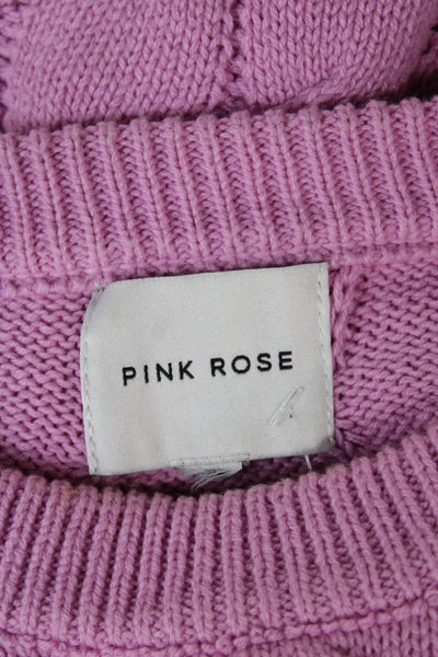 Pink Rose Womens Pink Pullover Sweater Long Sleeve Crew Neck Size XS
