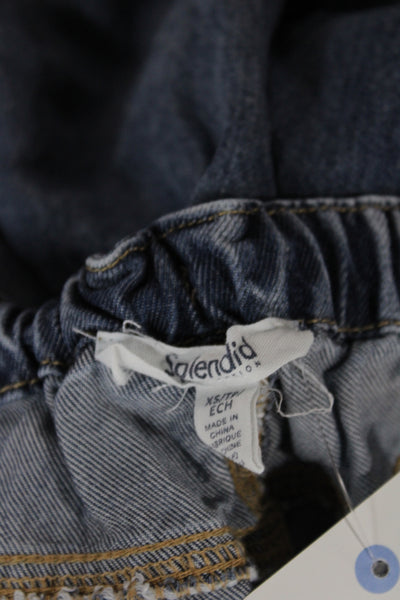 Splendid Women Wide-Leg Jeans Blue Mid-Rise Cotton Button Inseam 26 Size XS