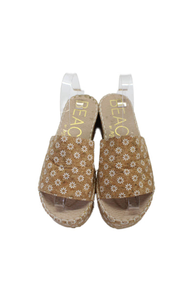 Beach by Matisse Women's Synthetic Floral Terry Slide Sandals Brown Size 8