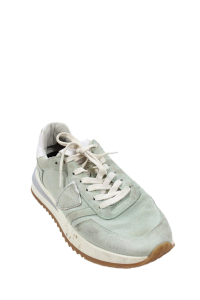 Ortholite Suede Striped Sneakers Size 10 Teal Green