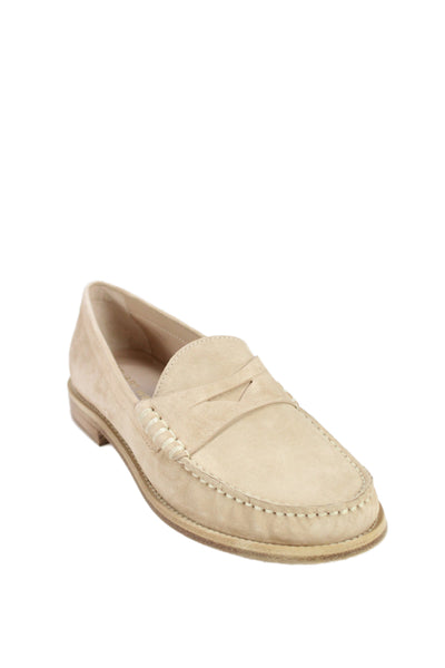 Stuart Weitzman Womens Suede Geometric Loafers Beige Size 10