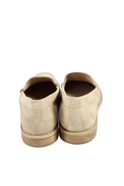 Stuart Weitzman Womens Suede Geometric Loafers Beige Size 10