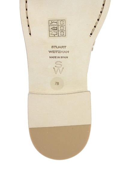 Stuart Weitzman Womens Suede Geometric Loafers Beige Size 10