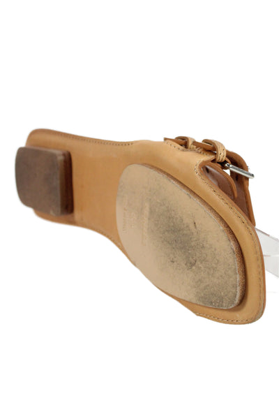 Hermes Women Leather H Cut Out Sandals Brown Size 6.5