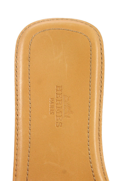 Hermes Women Leather H Cut Out Sandals Brown Size 6.5