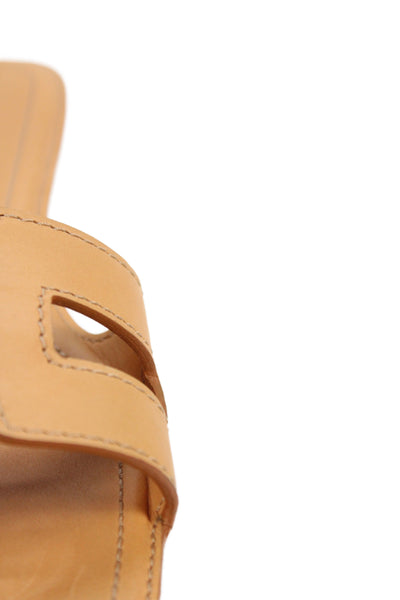 Hermes Women Leather H Cut Out Sandals Brown Size 6.5