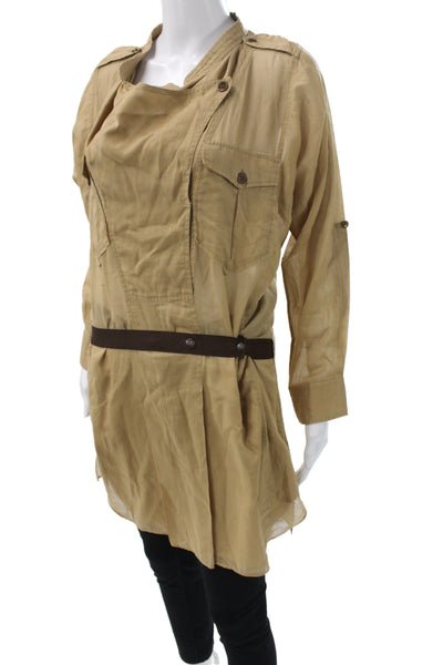 Etoile Isabel Marant Women Shirt Dress Beige Cotton Collared Long Sleeve Size 0