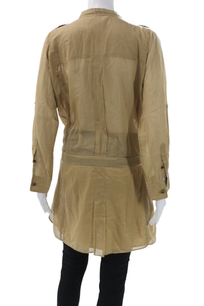 Etoile Isabel Marant Women Shirt Dress Beige Cotton Collared Long Sleeve Size 0
