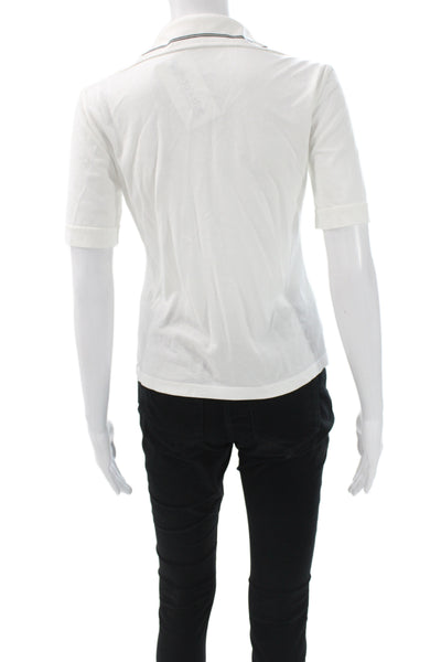 Tory Burch Women Basic Collared Short Sleeve Cotton Polo White Size XS