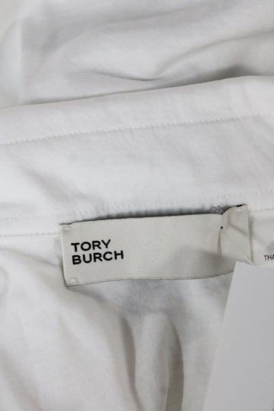 Tory Burch Women Basic Collared Short Sleeve Cotton Polo White Size XS