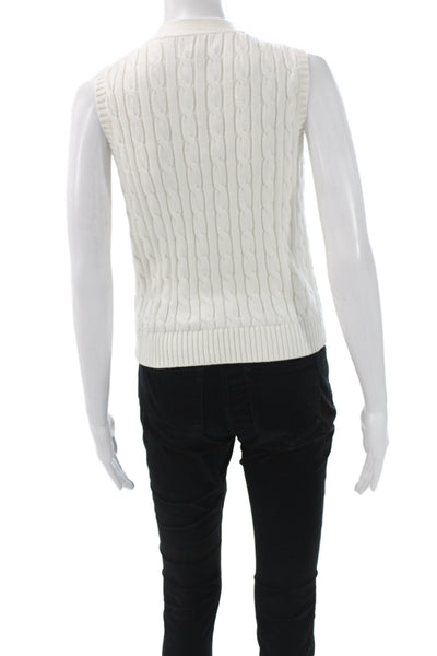 Polo Ralph Lauren Womens Ivory Cotton V Neck Button Vest Size M