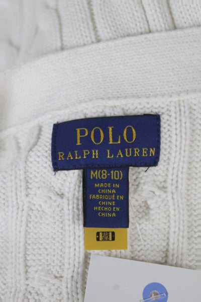 Polo Ralph Lauren Womens Ivory Cotton V Neck Button Vest Size M