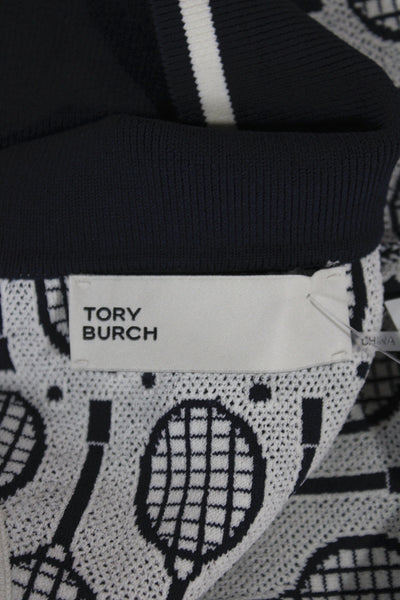 Tory Burch Womens Cropped Tennis Polo Blue Collared Sleeveless Viscose Size XS