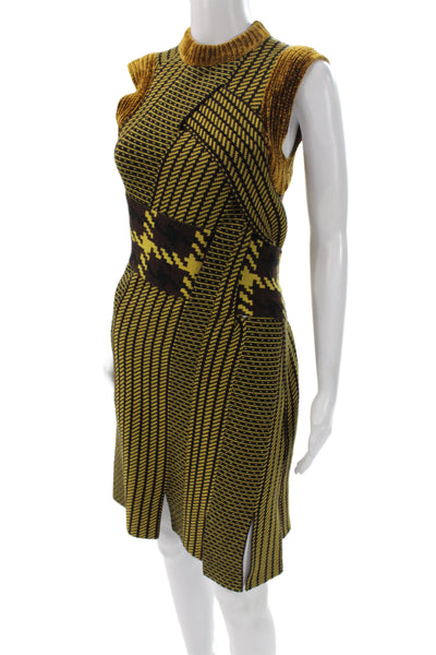 3.1 Phillip Lim Womens Sweater Dress Yellow Knit Mock Neck Sleeveless Size XS