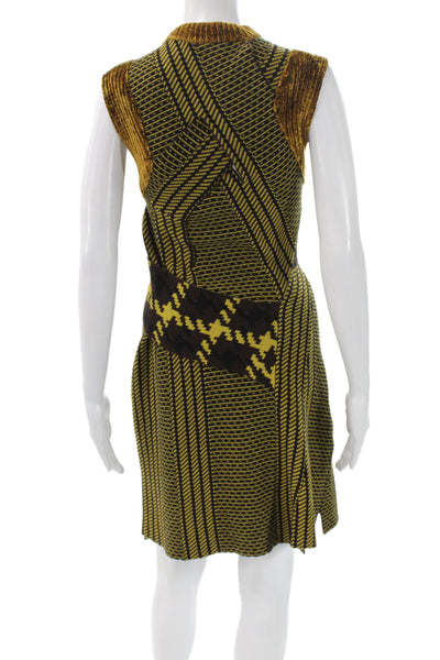 3.1 Phillip Lim Womens Sweater Dress Yellow Knit Mock Neck Sleeveless Size XS