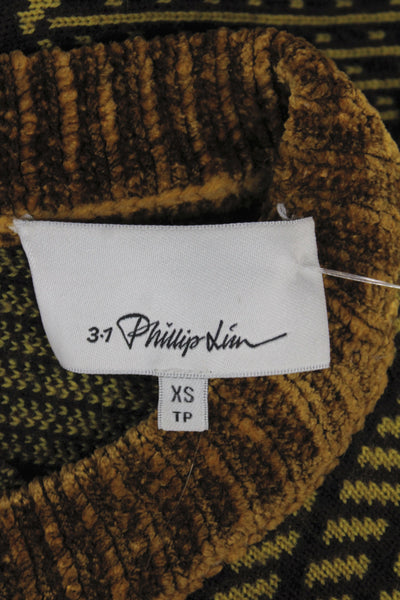 3.1 Phillip Lim Womens Sweater Dress Yellow Knit Mock Neck Sleeveless Size XS