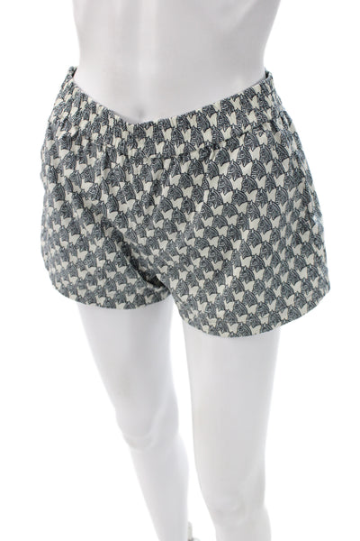 Tory Burch Women Casual Ivory Zebra Print Cotton Shorts Size 00