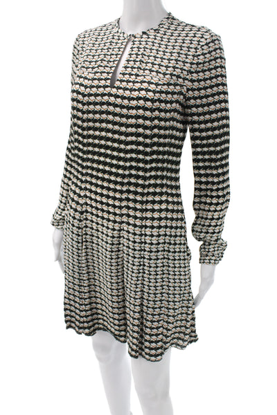 Reiss Women Fit & Flare Multicolor Viscose Long Sleeve Short Dress Size 4