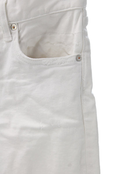 Moussy Womens Skinny Jeans White Mid-Rise Cotton Button Size 24