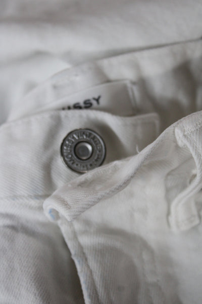 Moussy Womens Skinny Jeans White Mid-Rise Cotton Button Size 24