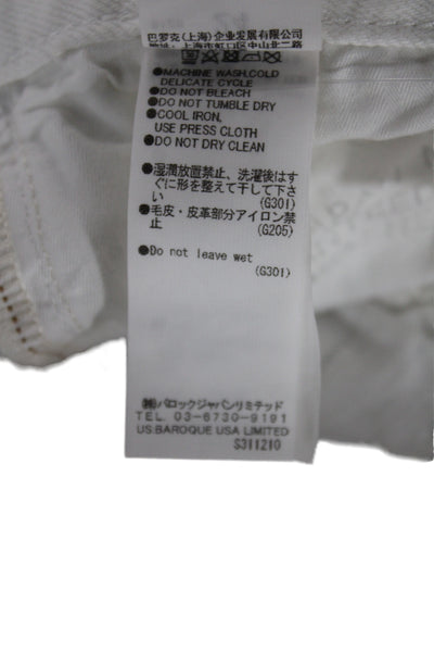 Moussy Womens Skinny Jeans White Mid-Rise Cotton Button Size 24