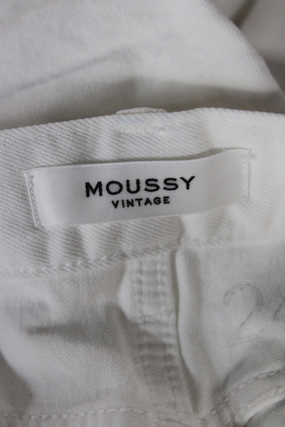 Moussy Womens Skinny Jeans White Mid-Rise Cotton Button Size 24