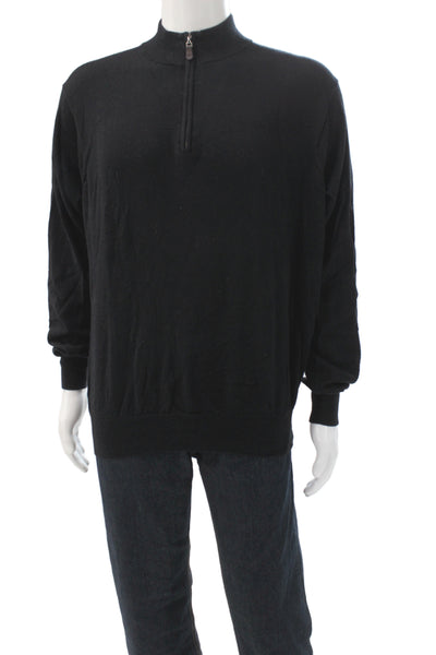 Peter Millar Mens Black Cashmere Mock Neck Pullover Long Sleeve Size XL
