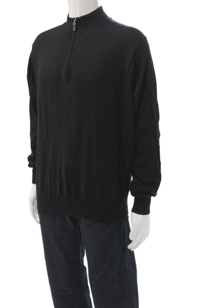 Peter Millar Mens Black Cashmere Mock Neck Pullover Long Sleeve Size XL