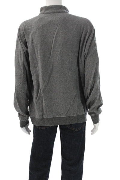Peter Millar Mens Herringbone Cotton Mock Neck Pullover Sweater Gray Size XL