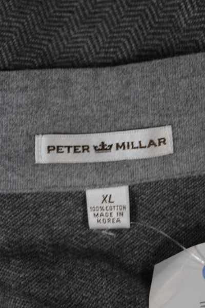 Peter Millar Mens Herringbone Cotton Mock Neck Pullover Sweater Gray Size XL