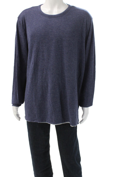 Faherty Mens Basic Pima Cotton Long Sleeve Crew Neck T-Shirt Blue Size 2XL