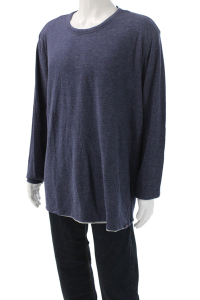 Faherty Mens Basic Pima Cotton Long Sleeve Crew Neck T-Shirt Blue Size 2XL