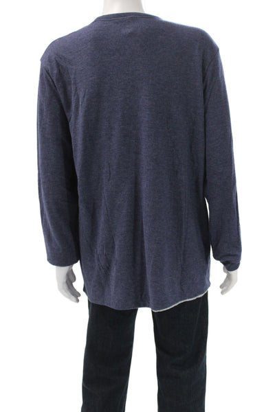 Faherty Mens Basic Pima Cotton Long Sleeve Crew Neck T-Shirt Blue Size 2XL