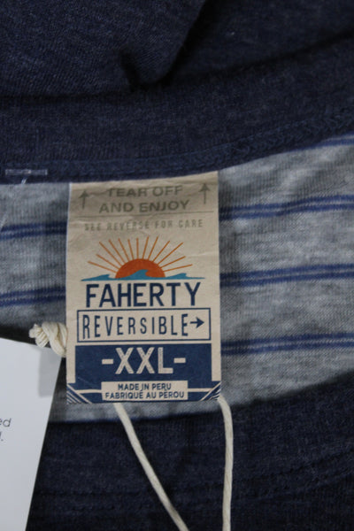 Faherty Mens Basic Pima Cotton Long Sleeve Crew Neck T-Shirt Blue Size 2XL