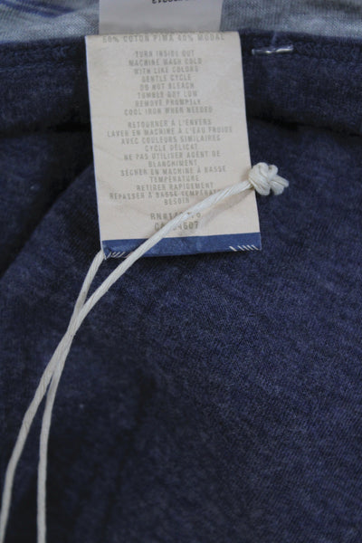 Faherty Mens Basic Pima Cotton Long Sleeve Crew Neck T-Shirt Blue Size 2XL