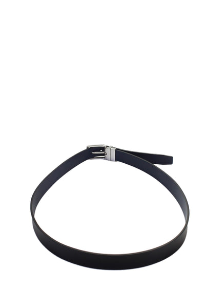 Theory Mens Leather Reversible Frame Buckle Belt Blue Size 38