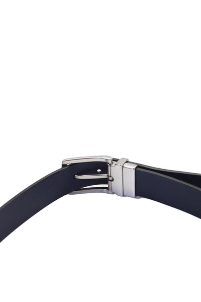 Theory Mens Leather Reversible Frame Buckle Belt Blue Size 38