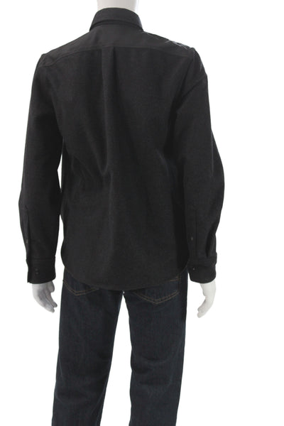 Rag & Bone Mens Black Wool Shirt Jacket Zip Classic Fall Size L