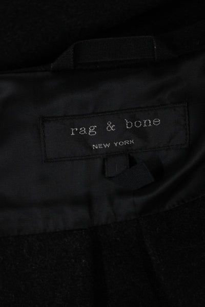 Rag & Bone Mens Black Wool Shirt Jacket Zip Classic Fall Size L
