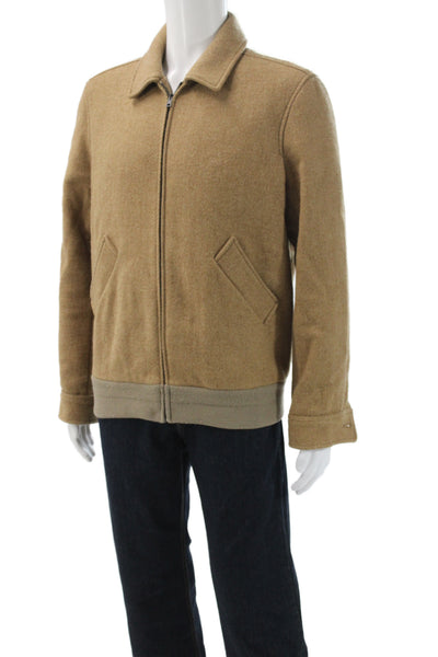 A.P.C. Mens Bomber Jacket Beige Wool Zip Size XL