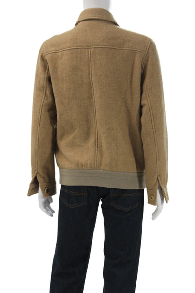 A.P.C. Mens Bomber Jacket Beige Wool Zip Size XL