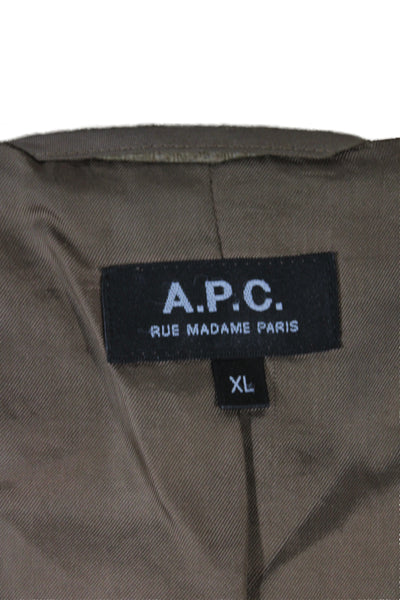 A.P.C. Mens Bomber Jacket Beige Wool Zip Size XL