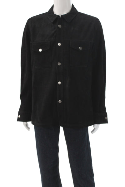 Slate & Stone Mens Black Suede Western Shirt Jacket Snap Size L
